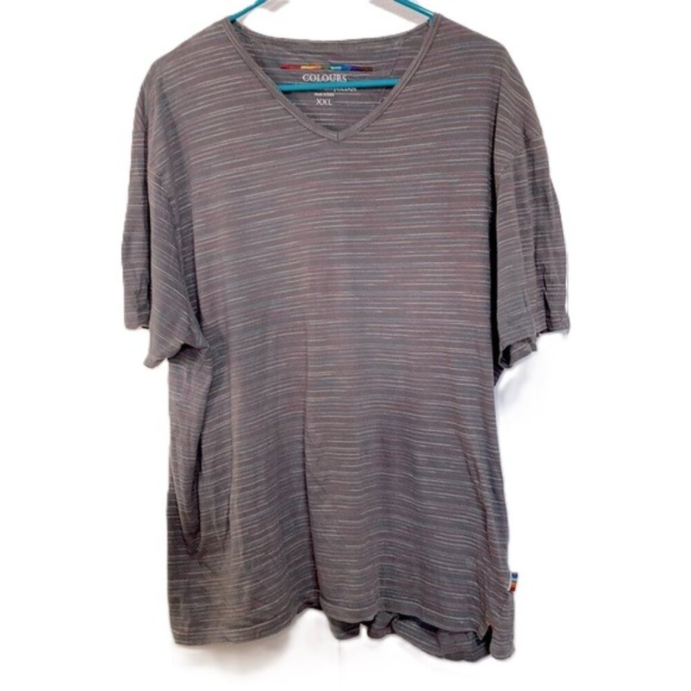 COLOURS Alexander Julian Horizontal Rainbow Stripes Short Sleeve Tshirt Mens XXL